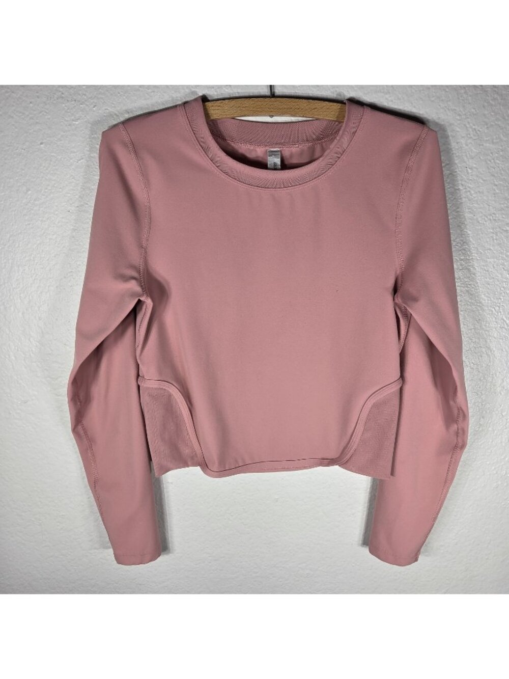 Lorna Jane Uniquely Activewear SemiSheer Long Sleeve Top Pink Taupe Size M
